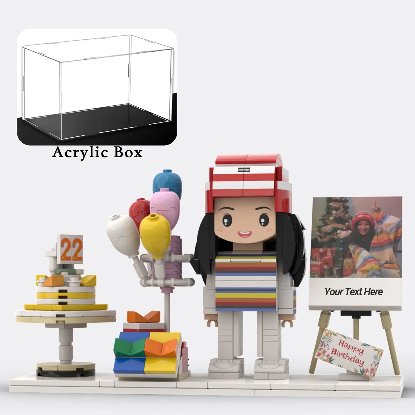 Custom Brick Figure from Your Photo For Birthday - Style E