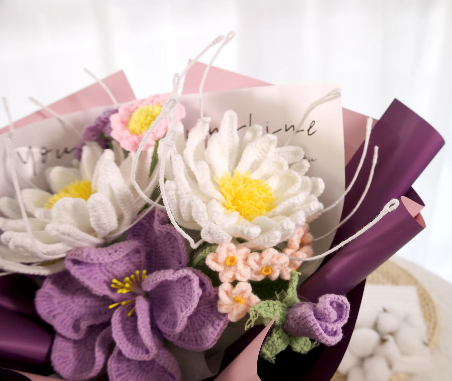 Crochet Night of the Queen Eustoma Flower Bouquet