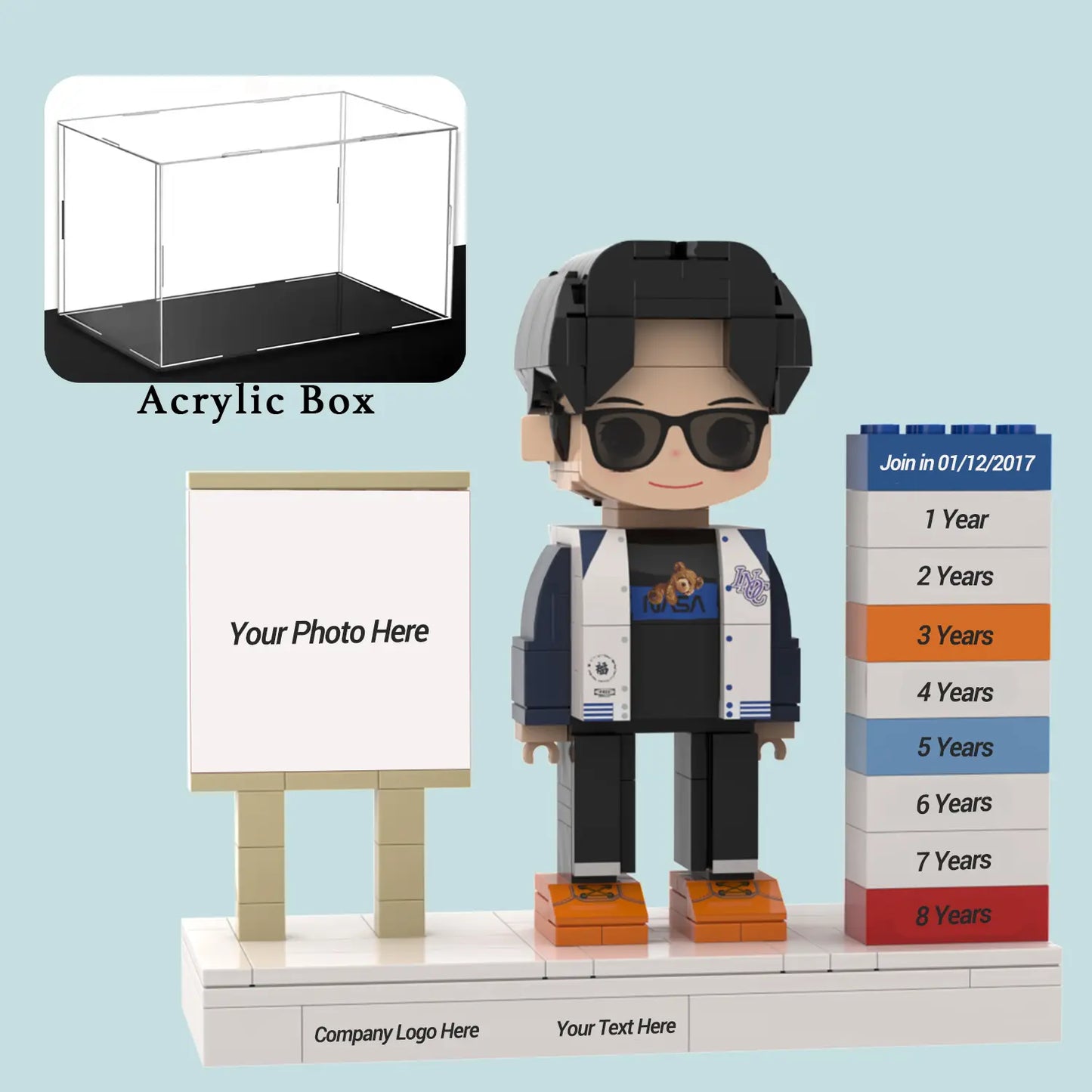 Custom Brick Figure For Work Anniversary - Photo Frame