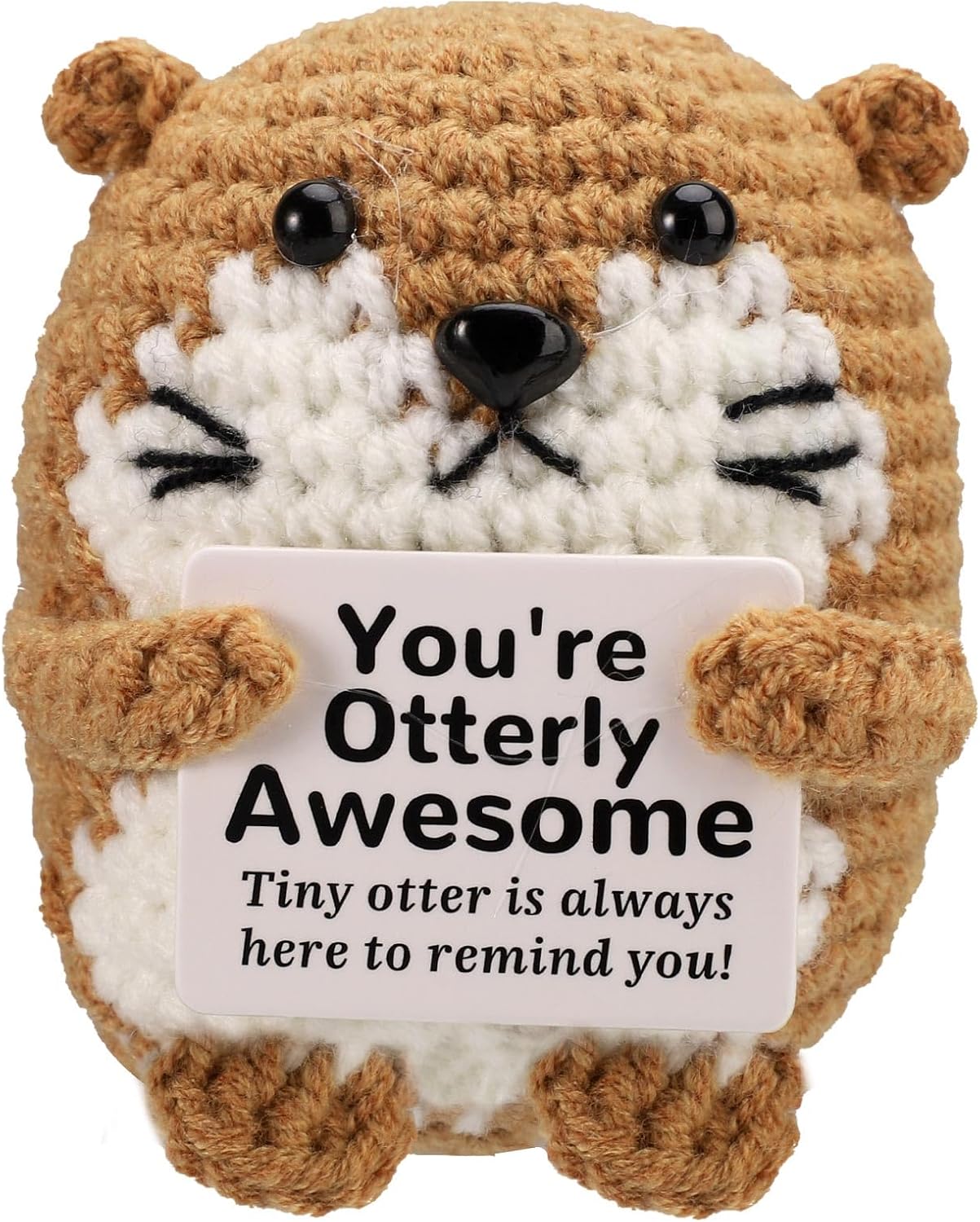 Mini Funny Knitted Wool Potato Toy with Positive Card - Creative Cute Crochet Doll Cheer Up Gift for Friends Parties Women Men Mothers Day Graduation Decoration and Encouragement