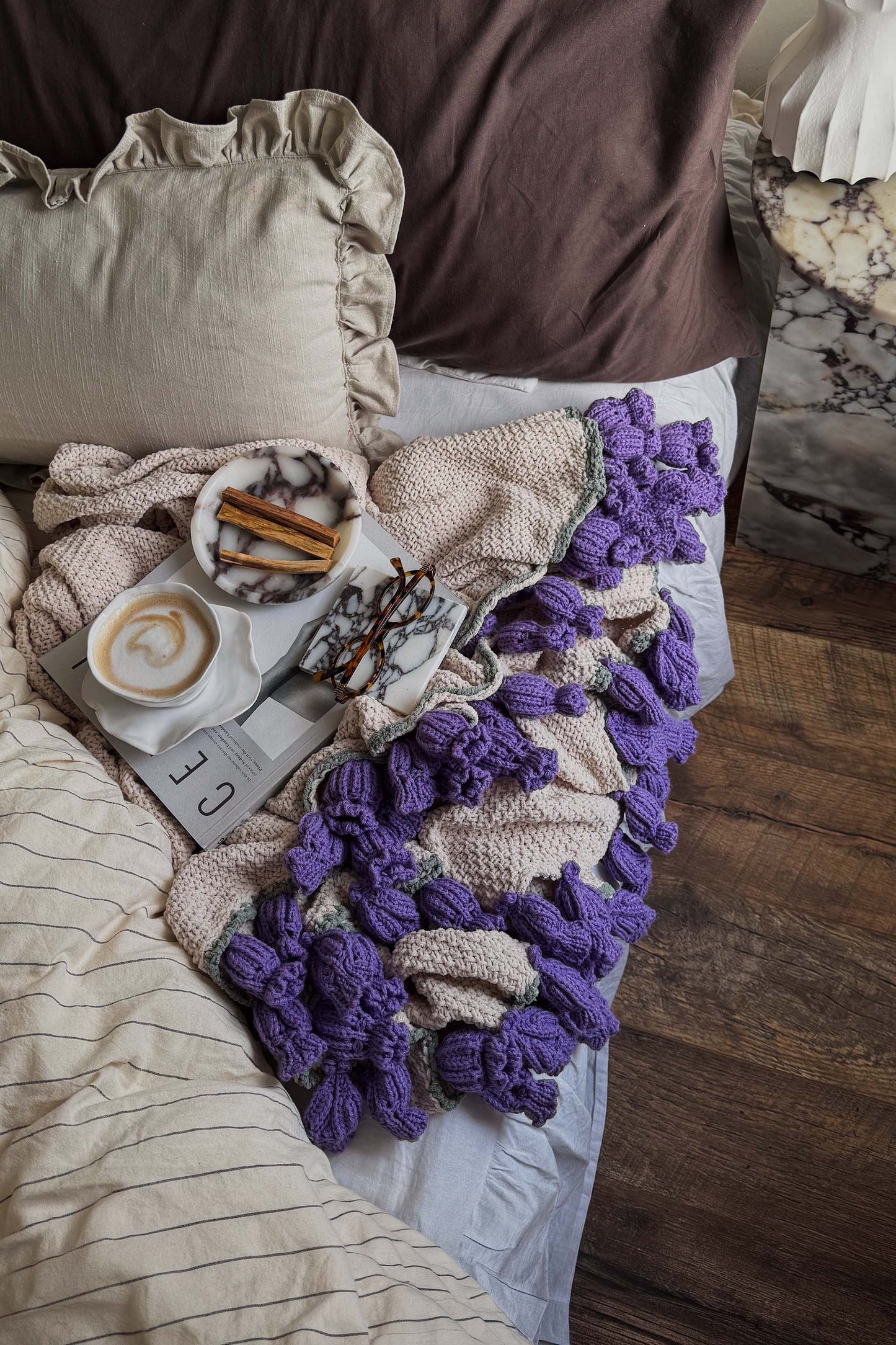 Cashmere Crochet Flower Bouquet Blanket