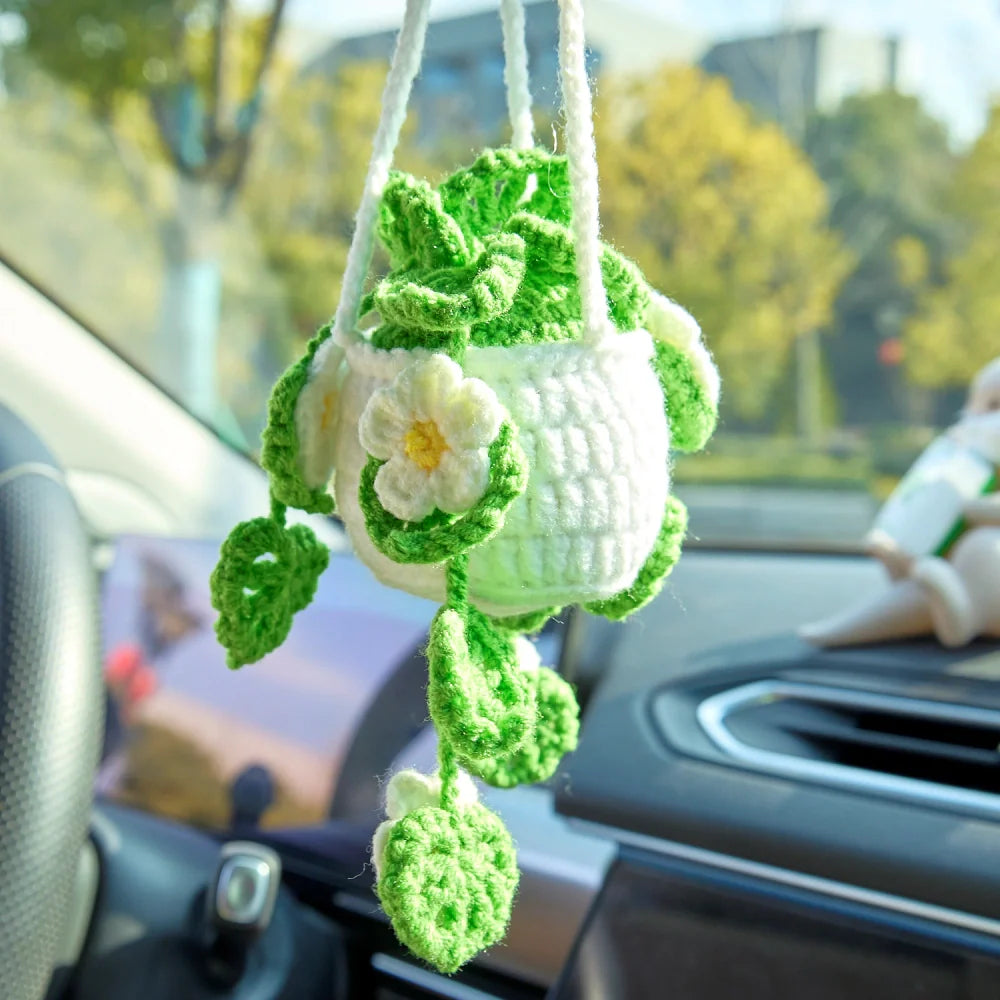 Hollowed-Out Crochet Hanging-Light Green