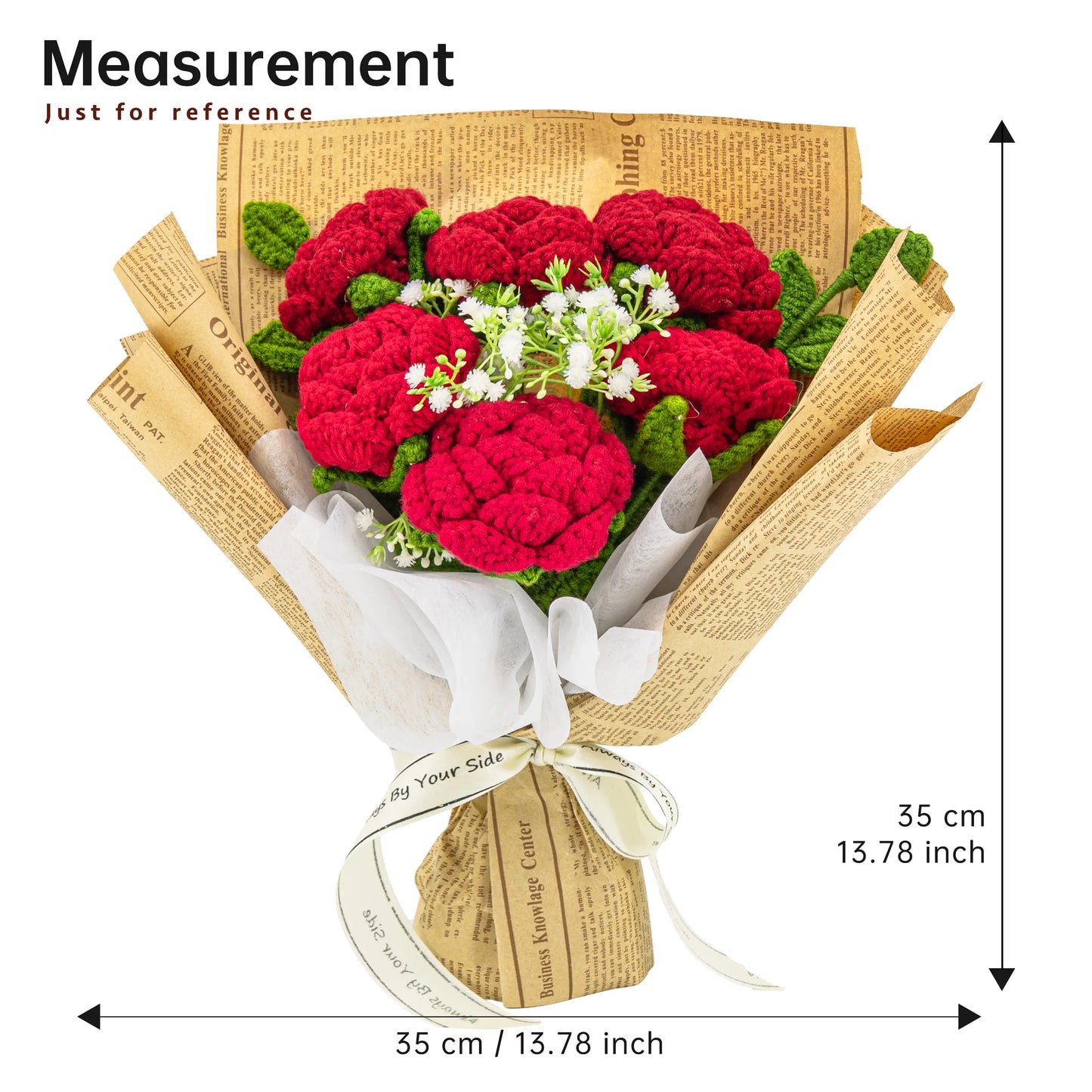 Crochet Red Rose Bouquet with Newspaper Wrapping