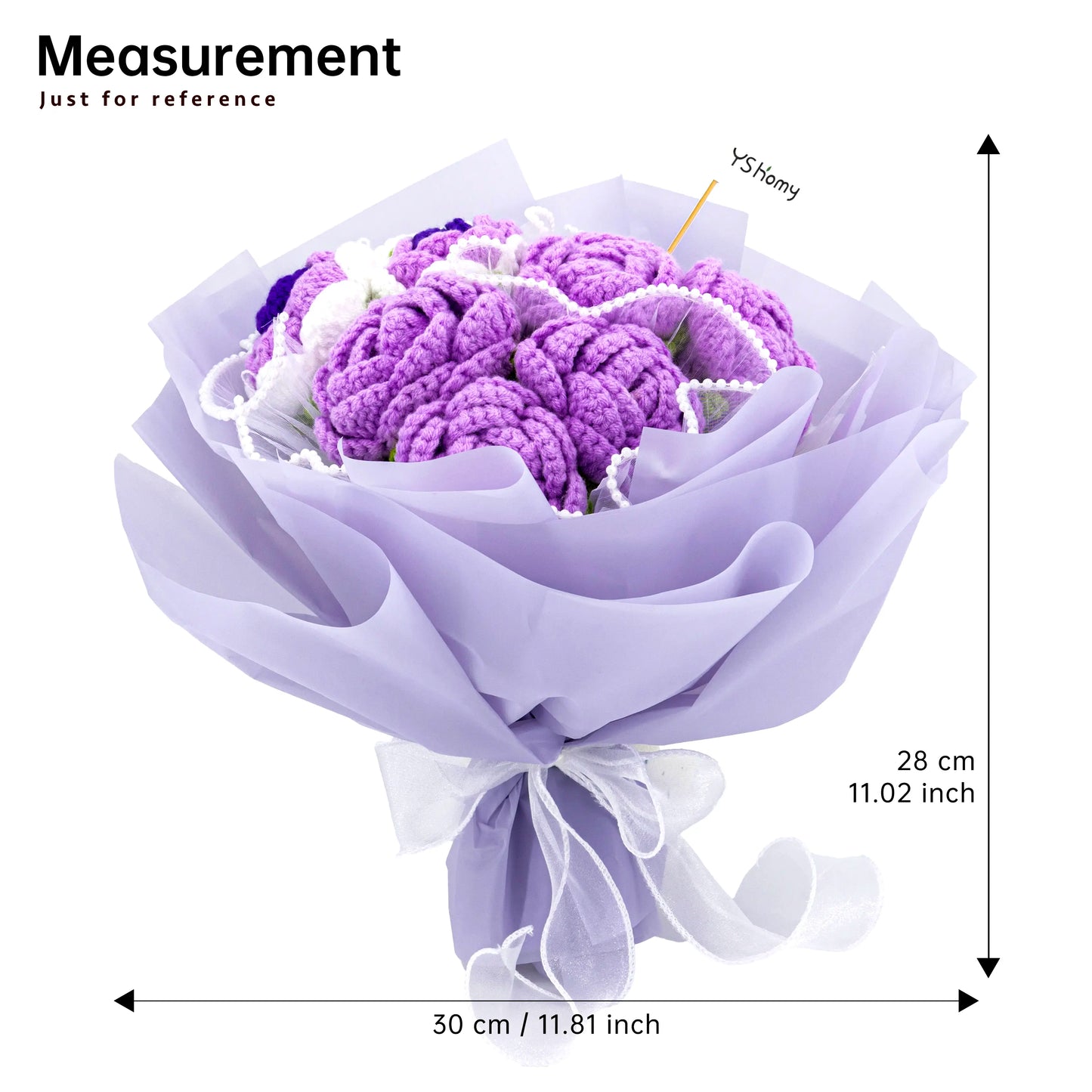 Round Crochet Purple Rose Bouquet