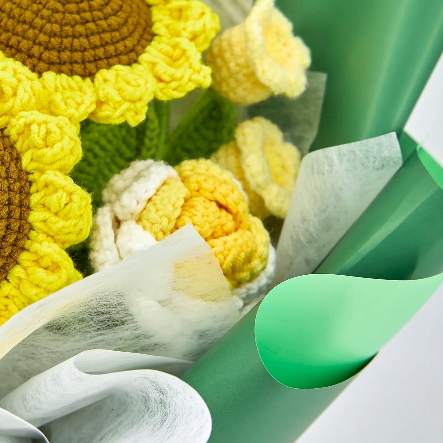 Crochet Sunflower Bouquet with Yellow Wrapping