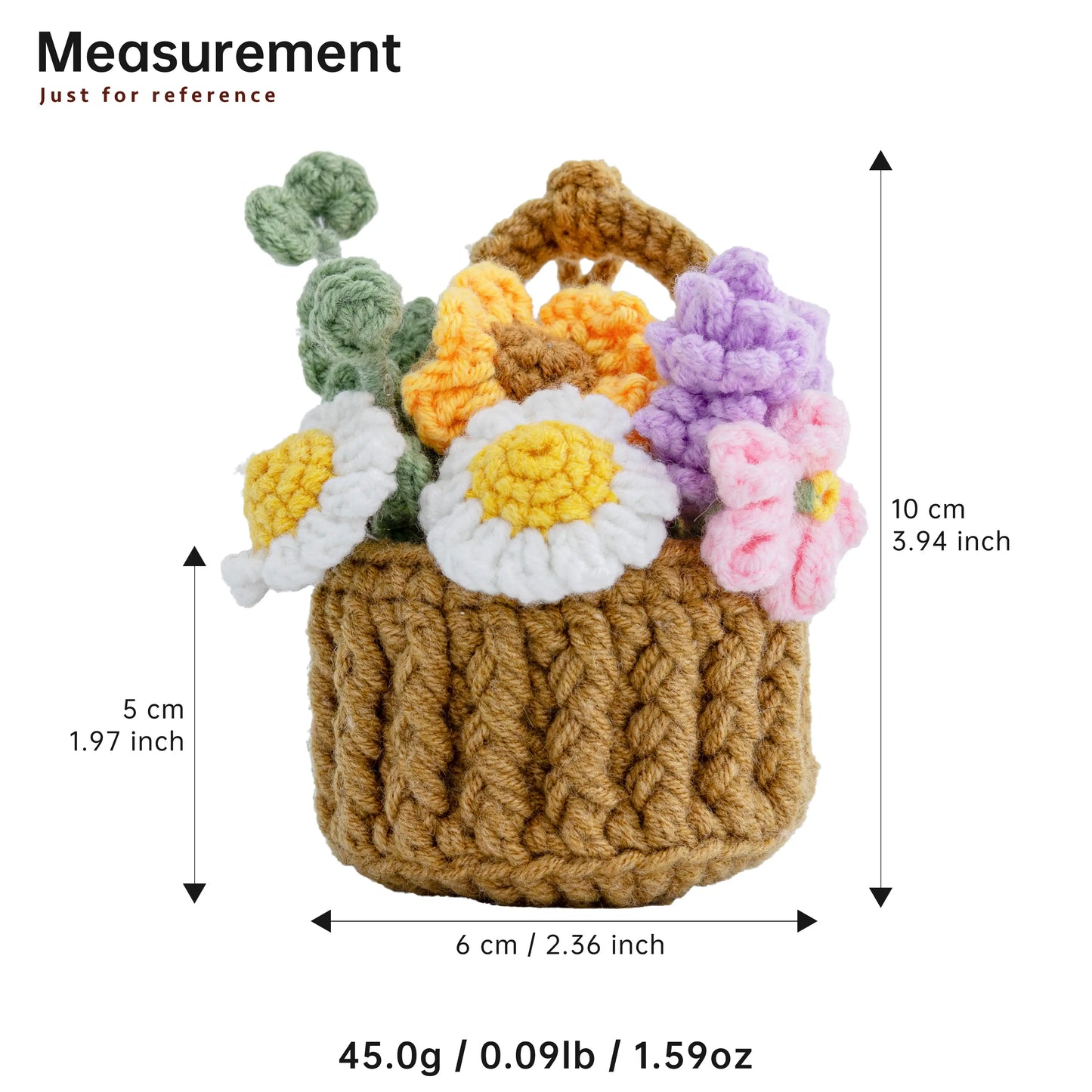 Crochet Hanging Flower Basket with Daisy & Greenery