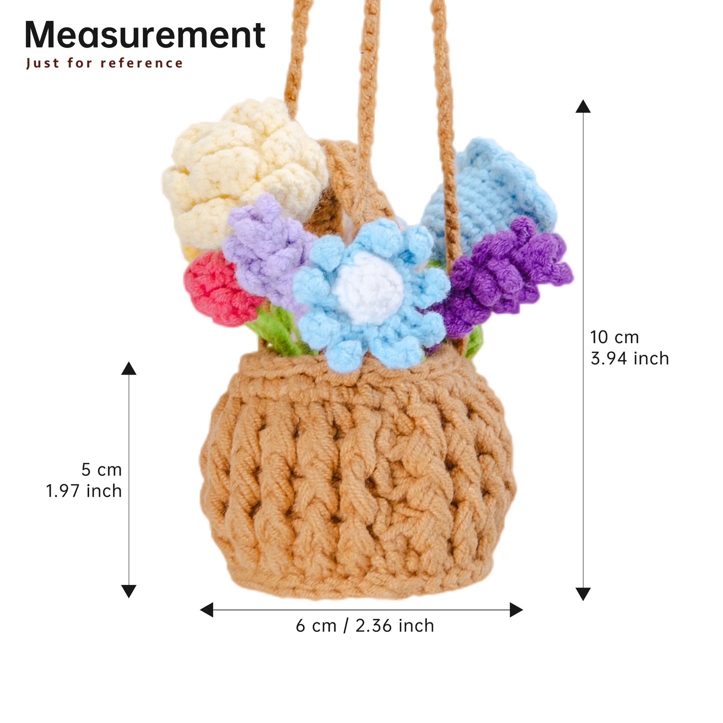 Crochet Hanging Flower Basket with Rose & Lavender
