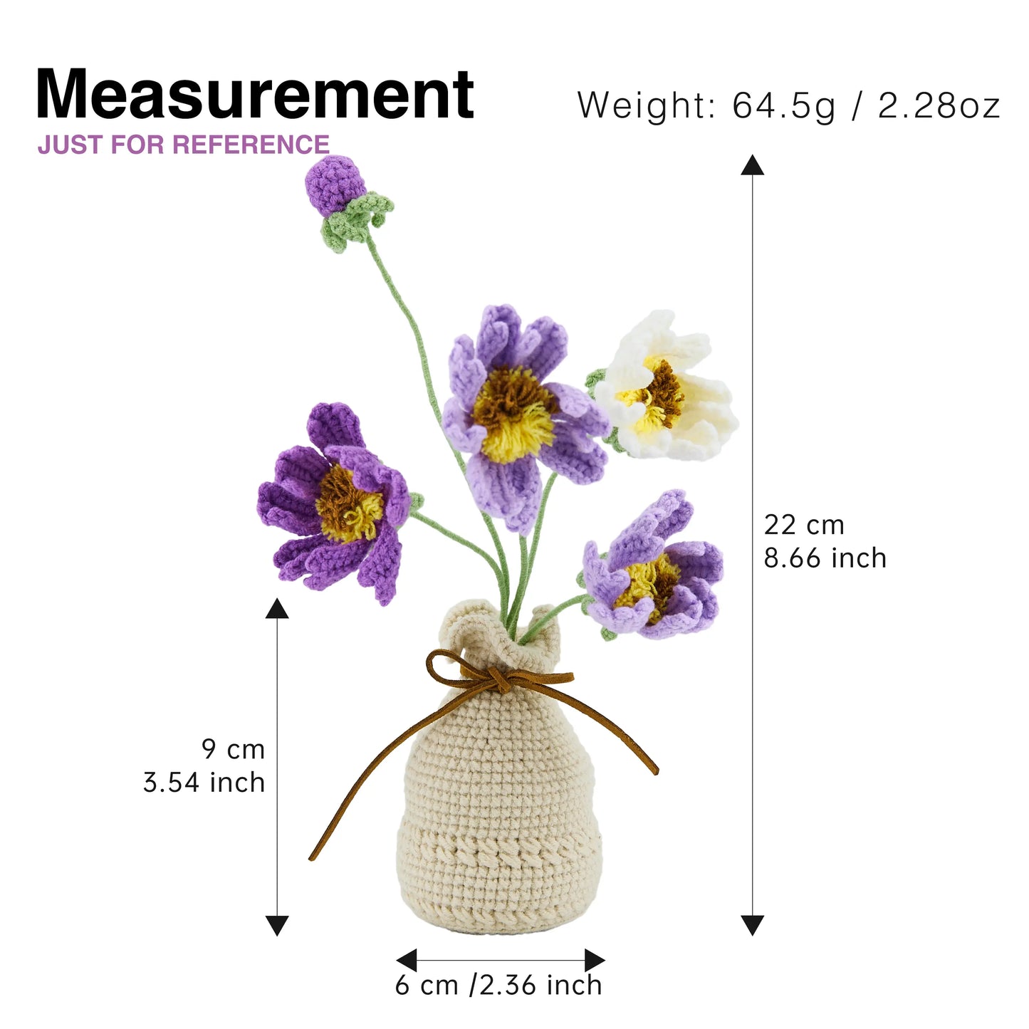 Crochet Flowers in Crochet Vase