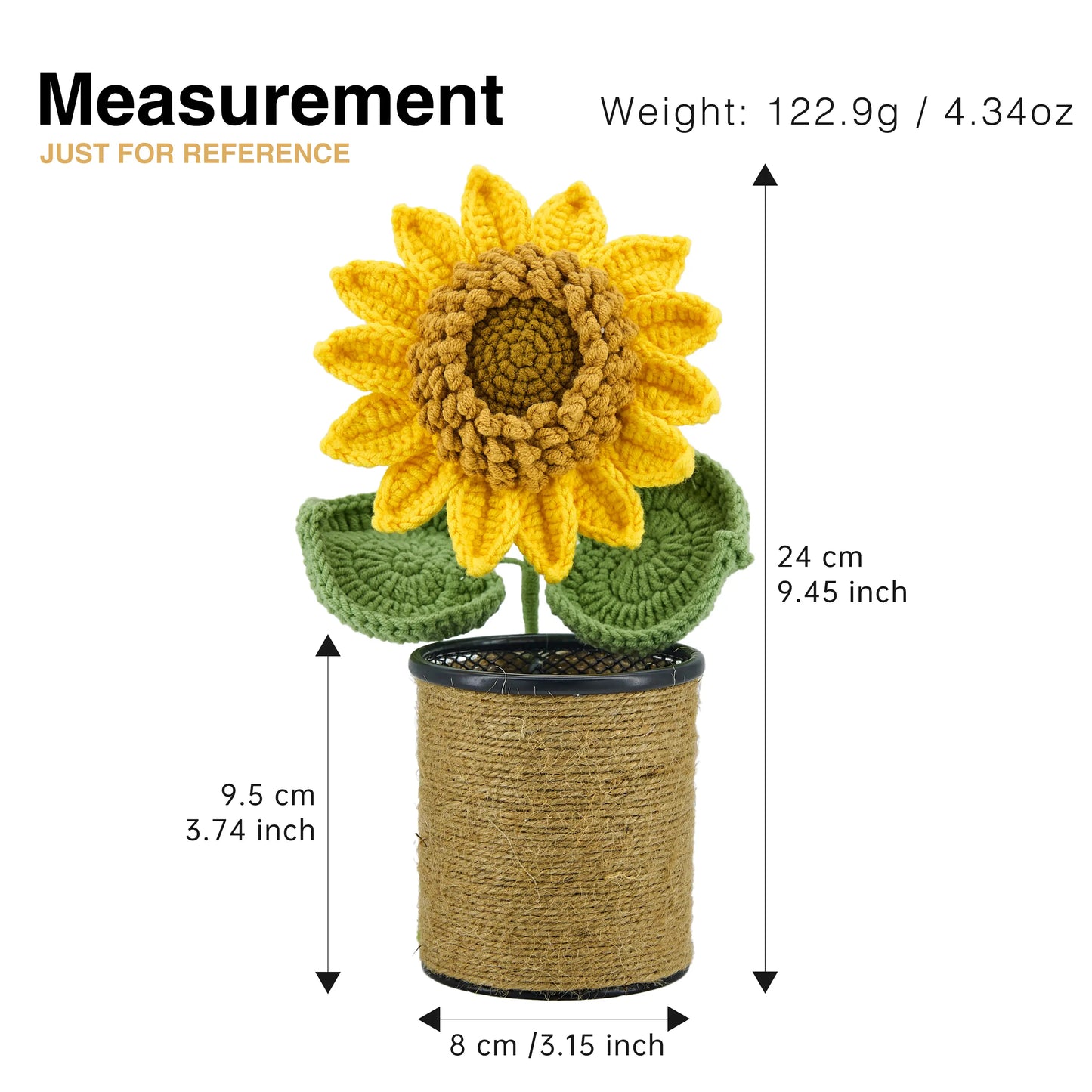 Crochet Sunflower Pen Holder-Brown Pot