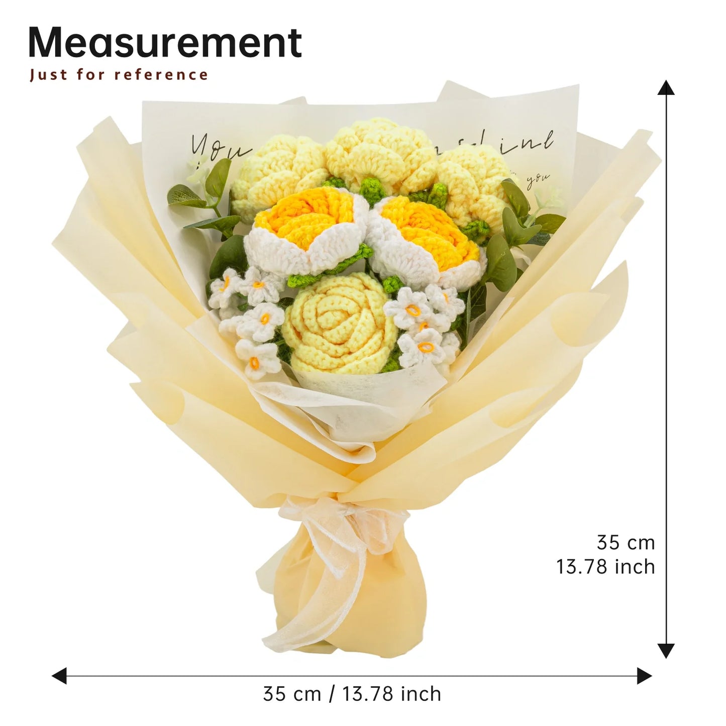 Crochet Yellow Rose Forget-Me-Not Bouquet