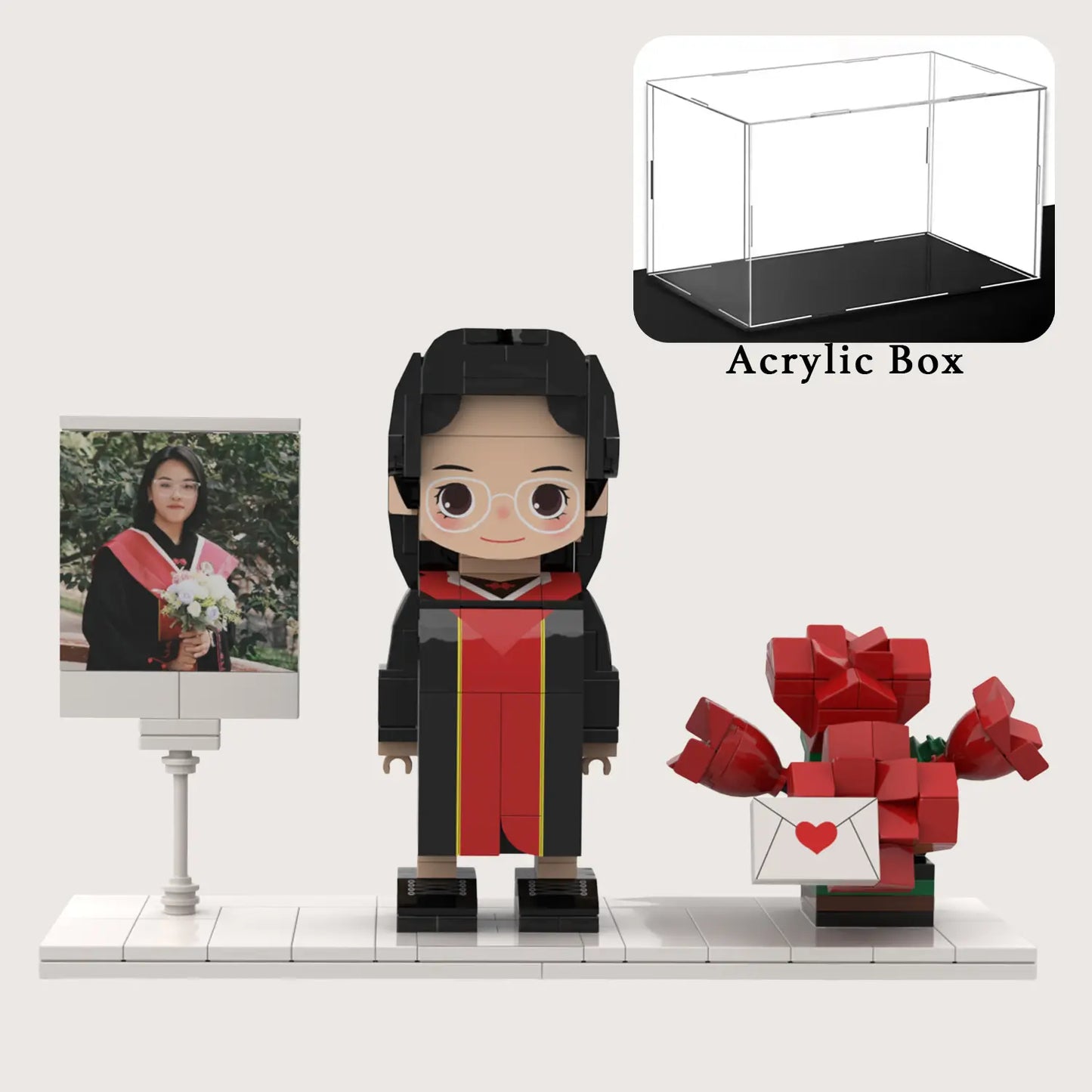 Custom Single-Person Brick Figure from Your Photo - Flower Style