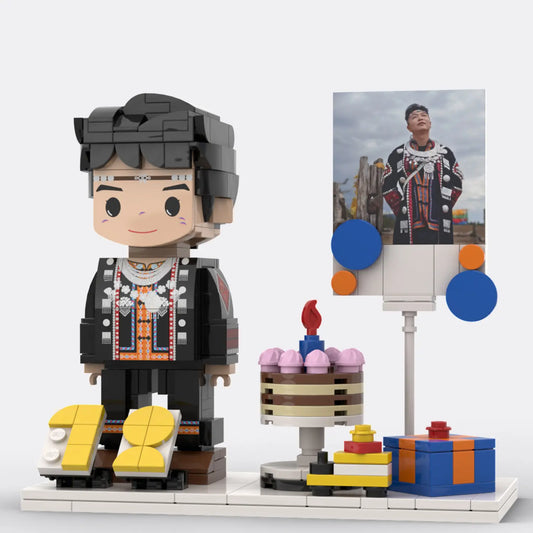 Custom Brick Figure from Your Photo For Birthday - Style F