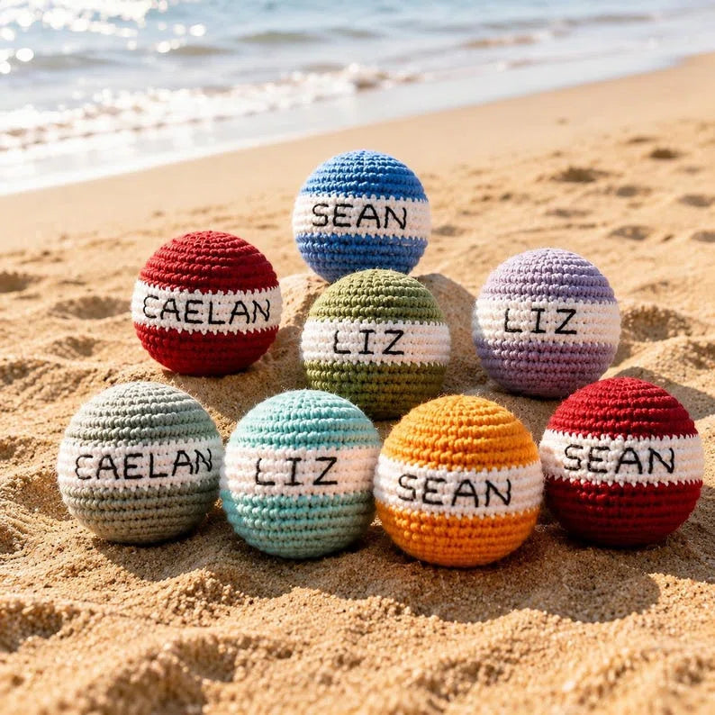 Crochet Hacky Sack Custom Name, Personalized Footbag Toy, Handmade Juggling Ball, Custom Color Crochet Kick Ball, Sports Party Gift