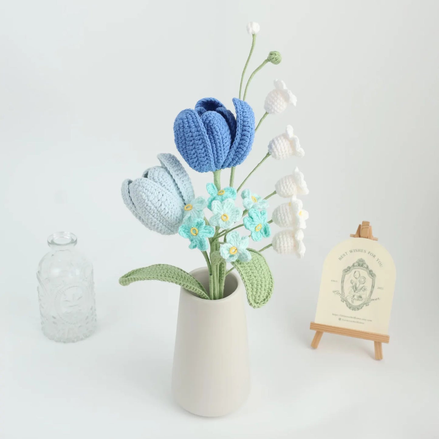 Blue Series Crochet Flower Bundle Set (No Vase)