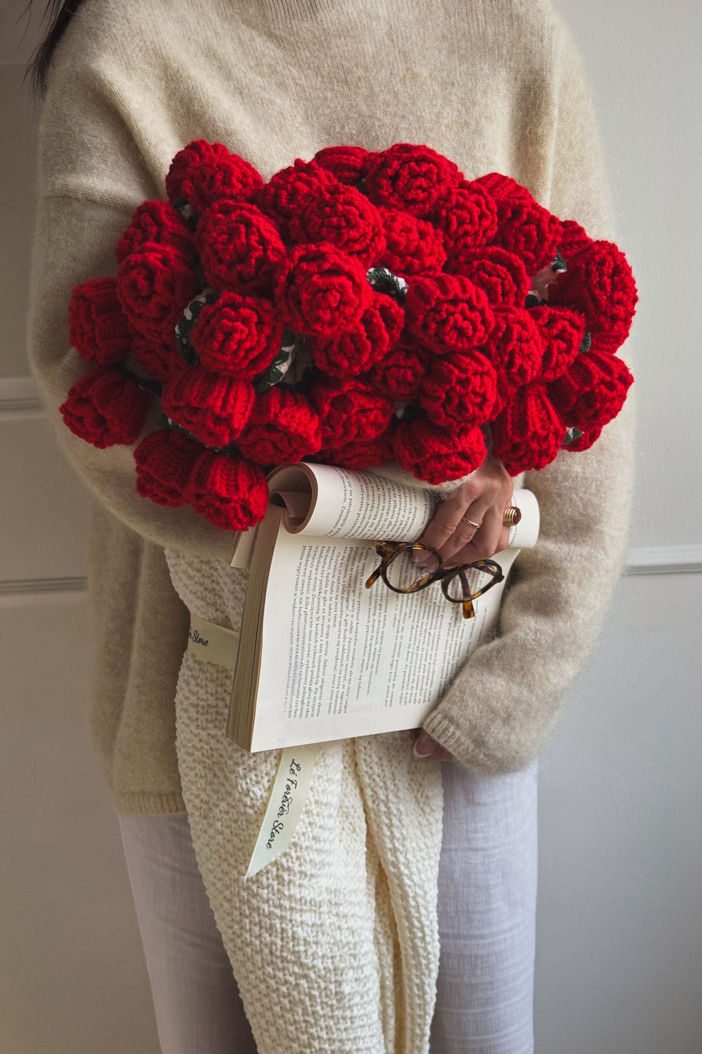 Cashmere Crochet Flower Bouquet Blanket