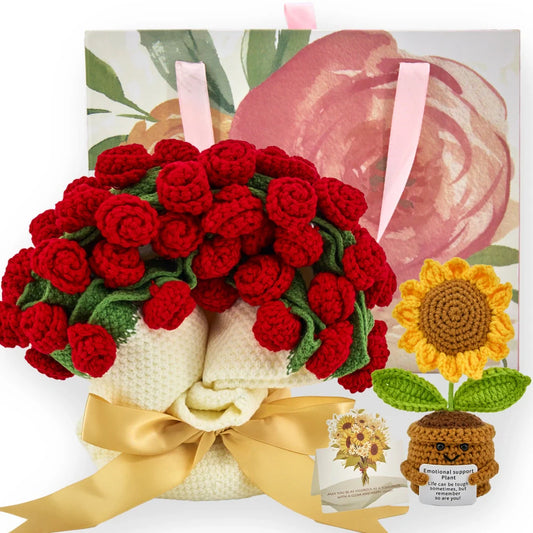 Cashmere Flower Blanket Gift Box Set - Red Rose