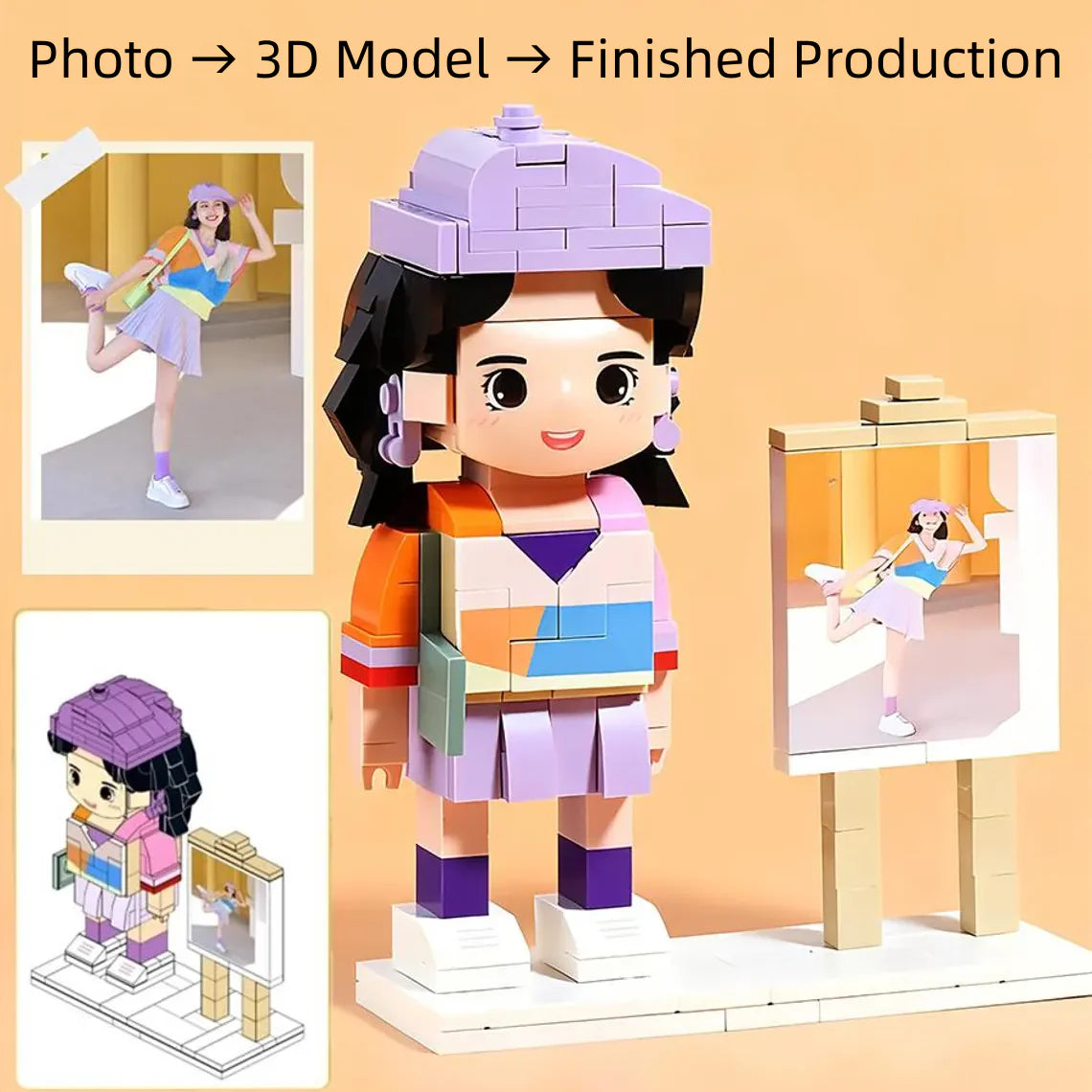 Custom Brick Figure from Your Photo For Birthday - Style D