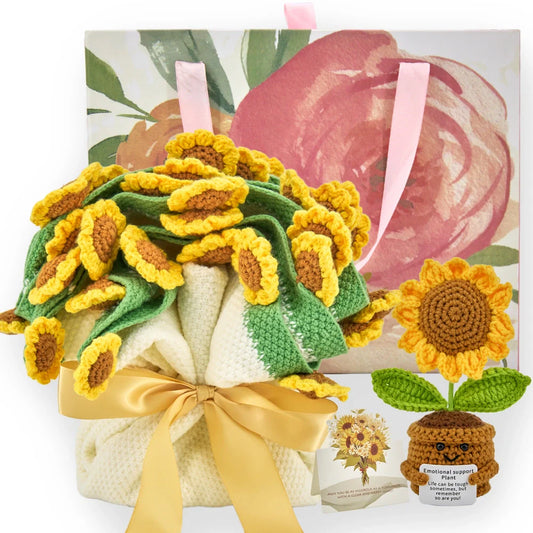 Cashmere Flower Blanket Gift Box Set - Sunflower