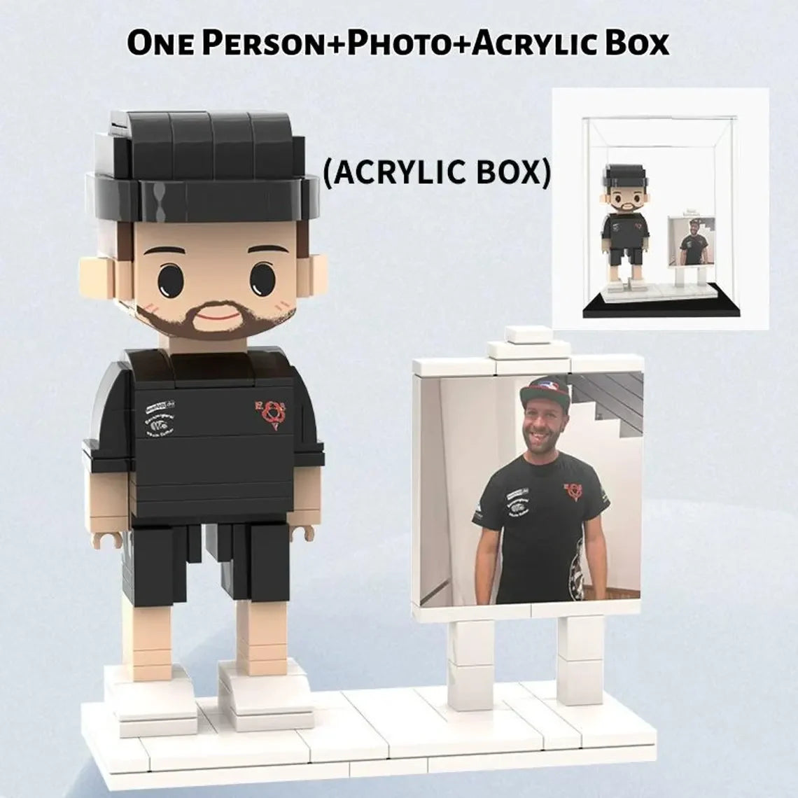 Custom Brick Figures from Your Photo - Easel Style