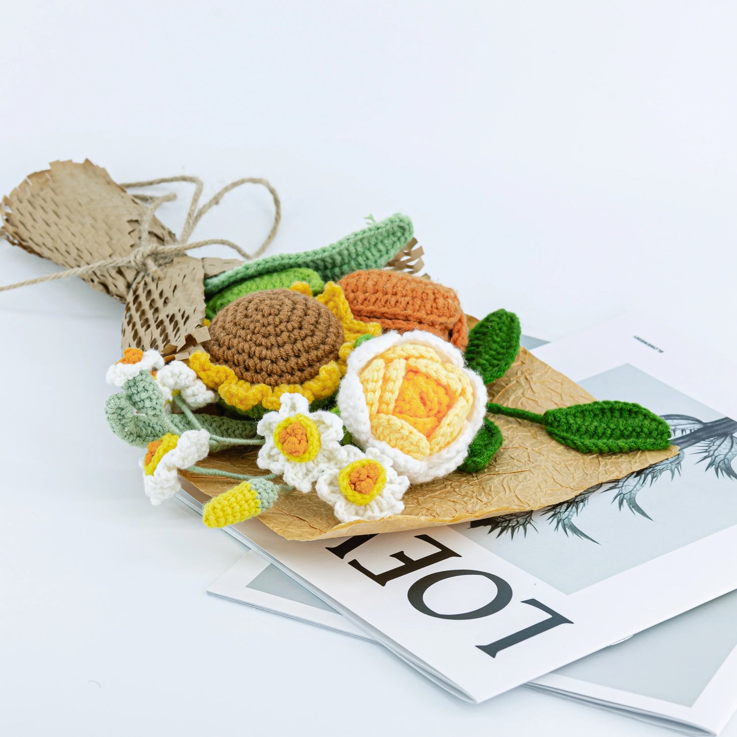 Crochet Sunflower Daffodil Rose Tulip Bouquet