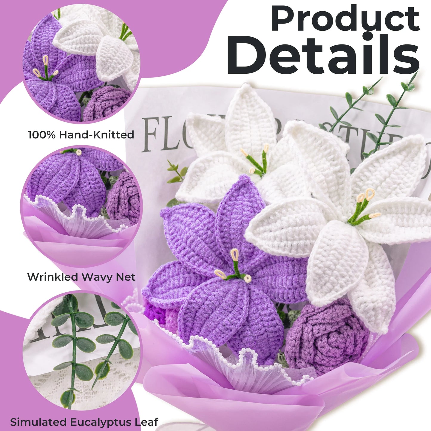 Crochet Lily & Rose Bouquet