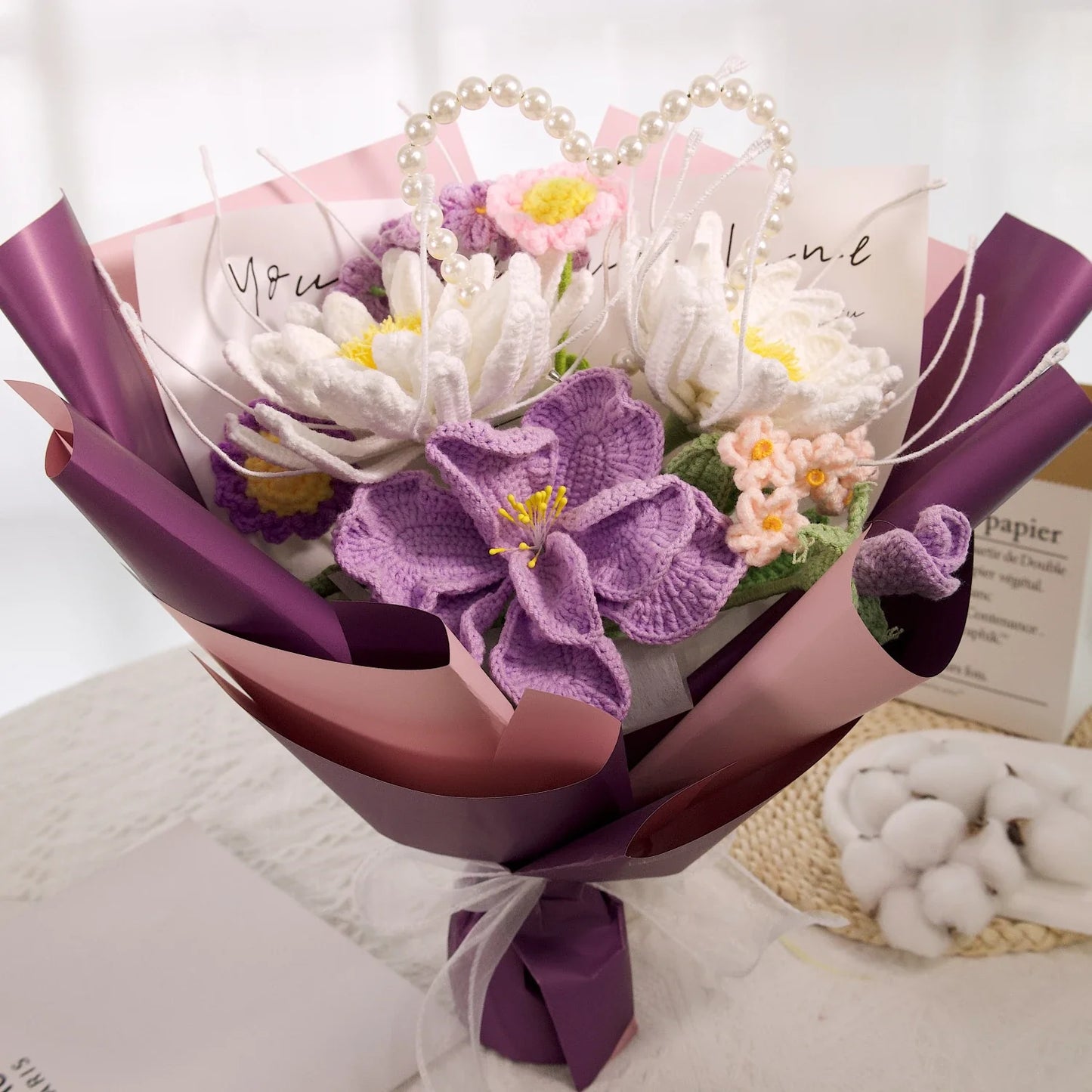 Crochet Night of the Queen Eustoma Flower Bouquet