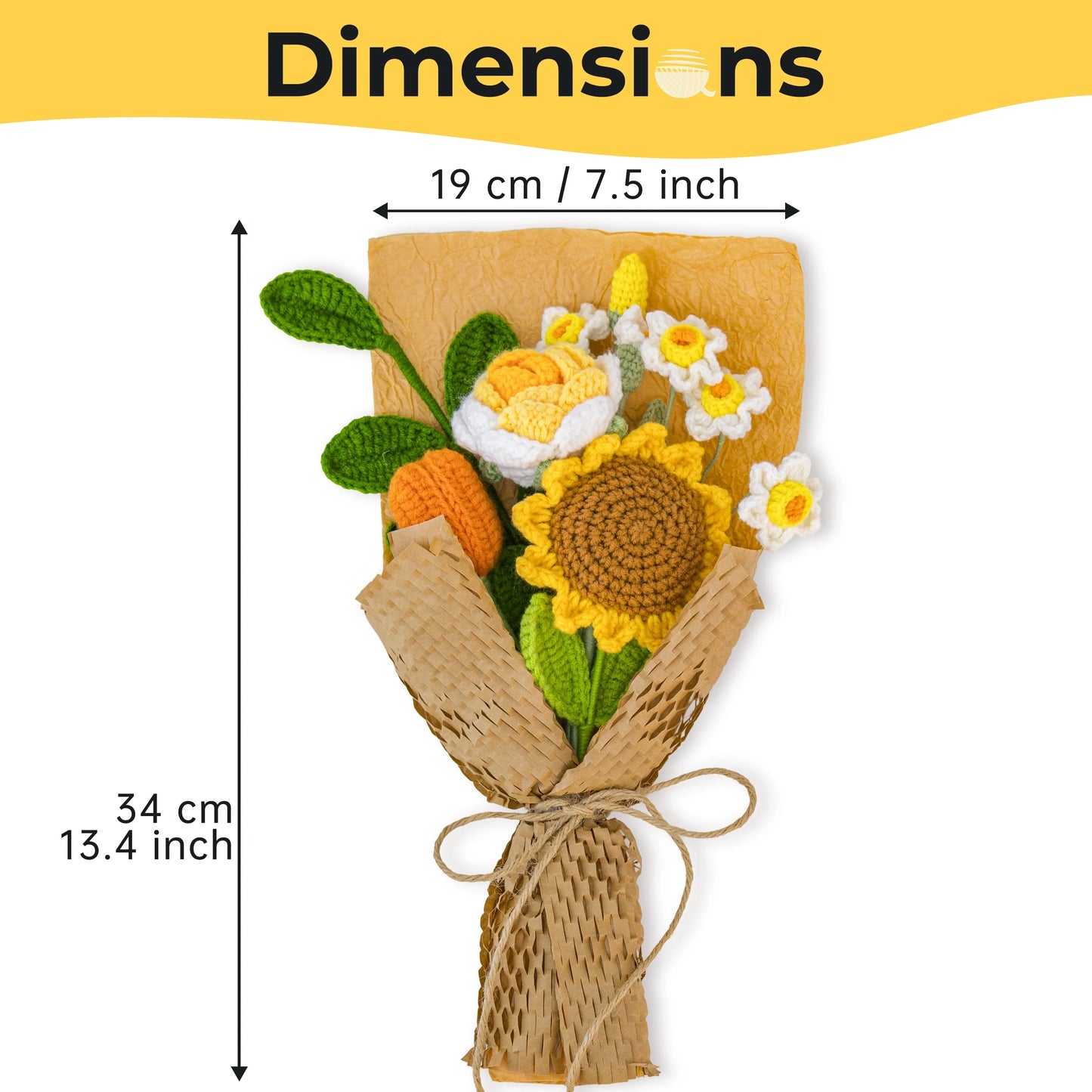 Crochet Sunflower Daffodil Rose Tulip Bouquet