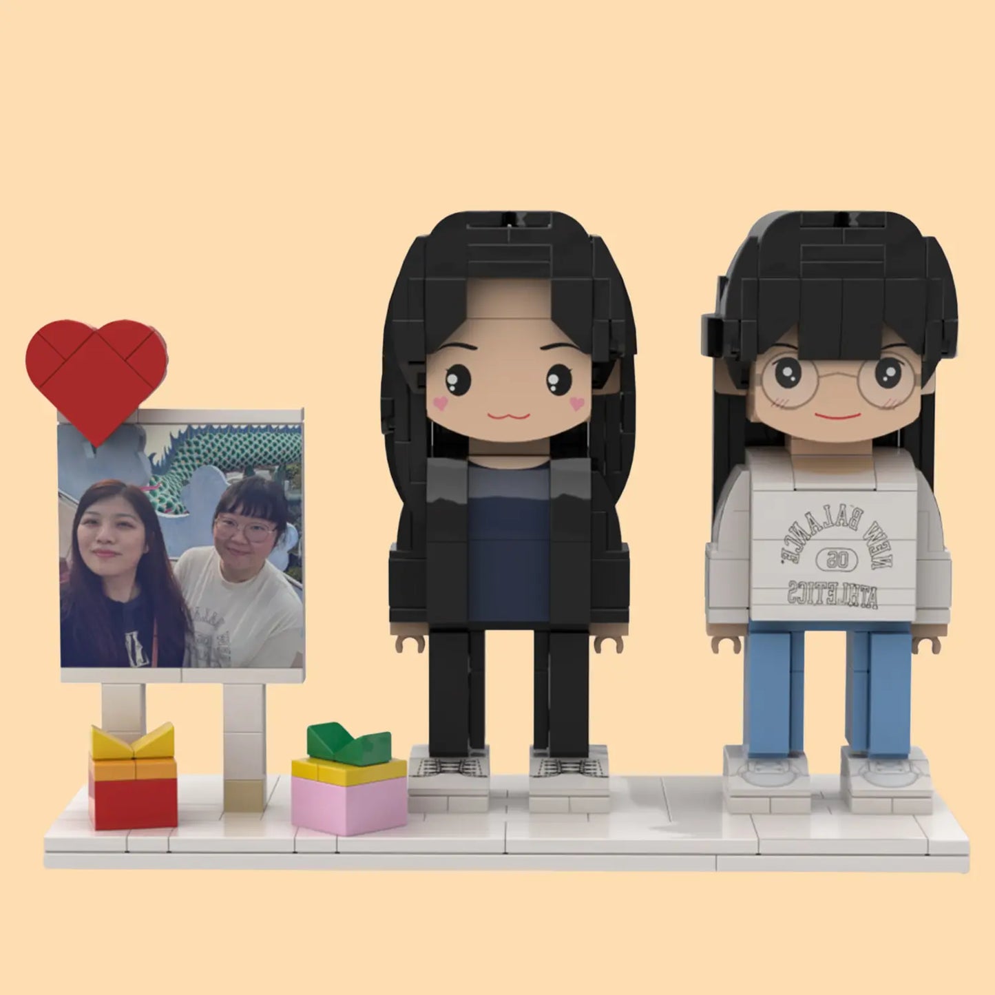 Custom Brick Figures from Your Photo - Heart Frame