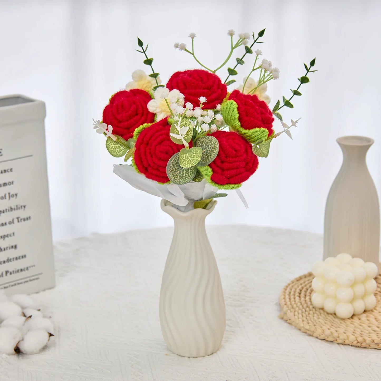 Crochet Pure Red Rose Bouquet
