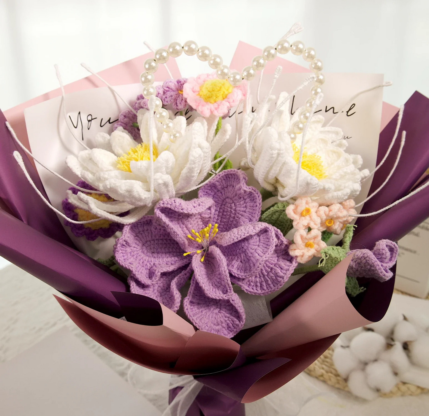 Crochet Night of the Queen Eustoma Flower Bouquet