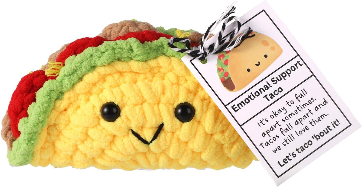 Mini Funny Knitted Wool Potato Toy with Positive Card - Creative Cute Crochet Doll Cheer Up Gift for Friends Parties Women Men Mothers Day Graduation Decoration and Encouragement