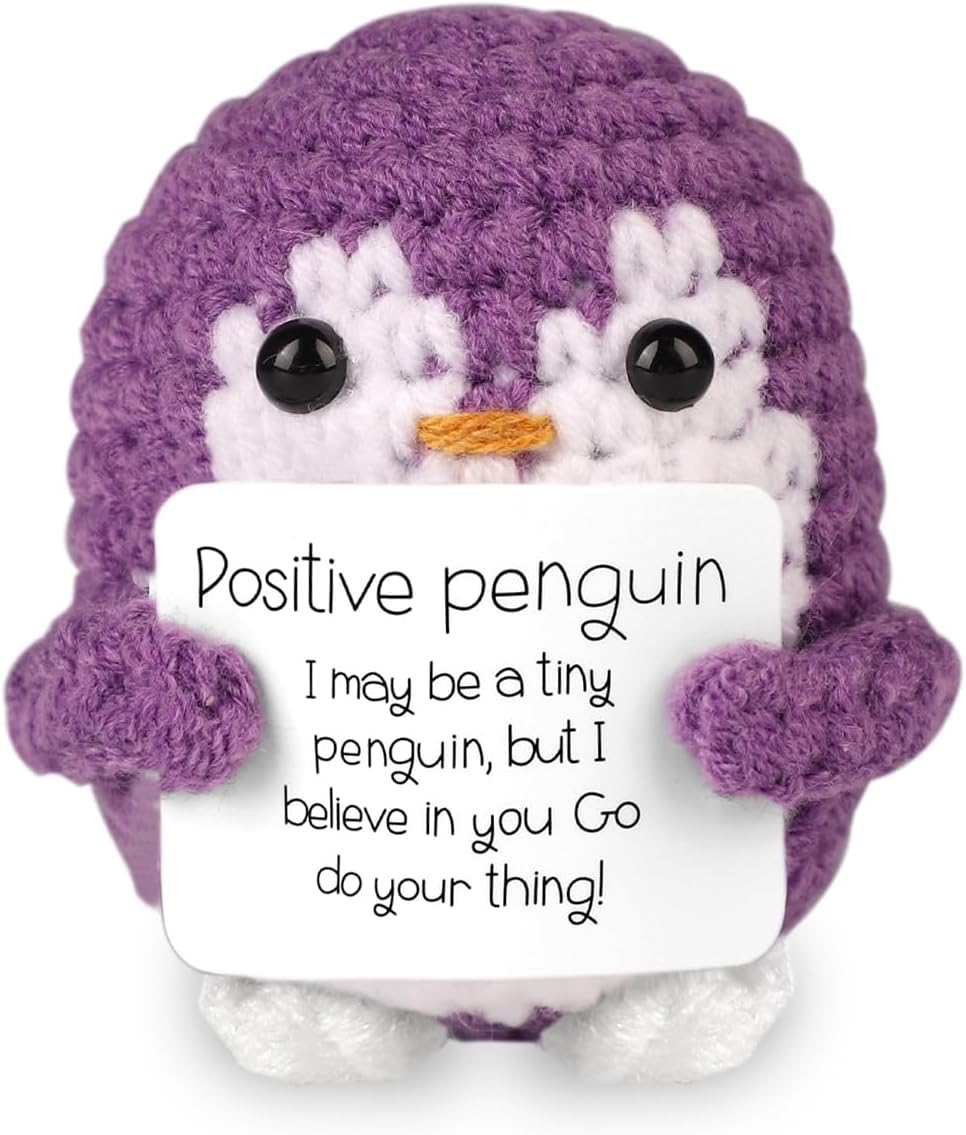 Mini Funny Knitted Wool Potato Toy with Positive Card - Creative Cute Crochet Doll Cheer Up Gift for Friends Parties Women Men Mothers Day Graduation Decoration and Encouragement