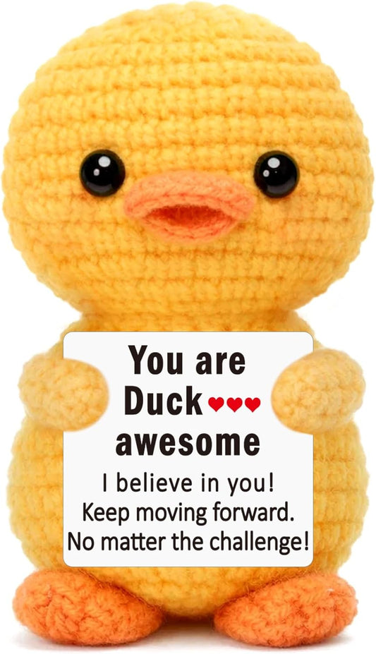 Eterfordista Mini Encouragement Gifts for Women Men Positive Support Handmade Crochet Duck Birthday Gift Ideas for Coworkers Friends Colleges Boss Work Besties Stress Relief Self Care Mental Health