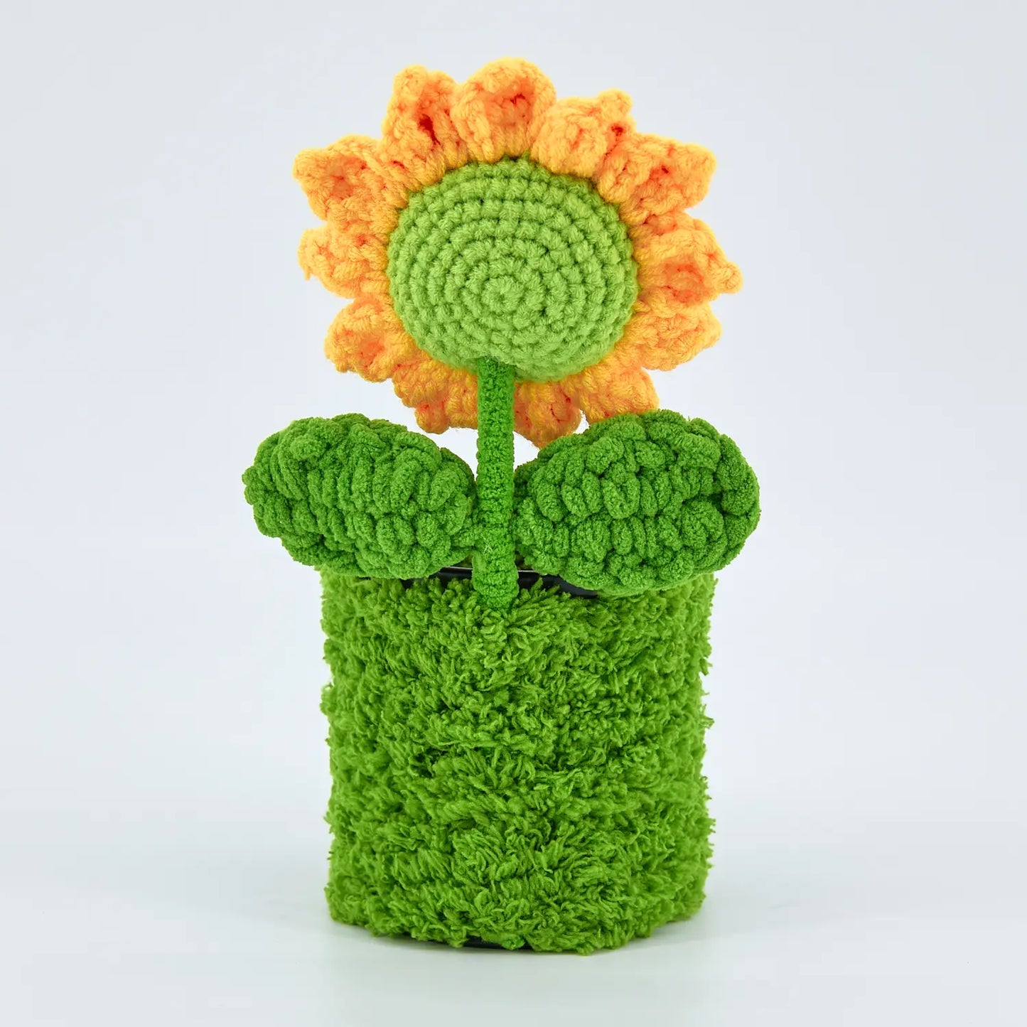 Crochet Sunflower Pen Holder-Green Pot