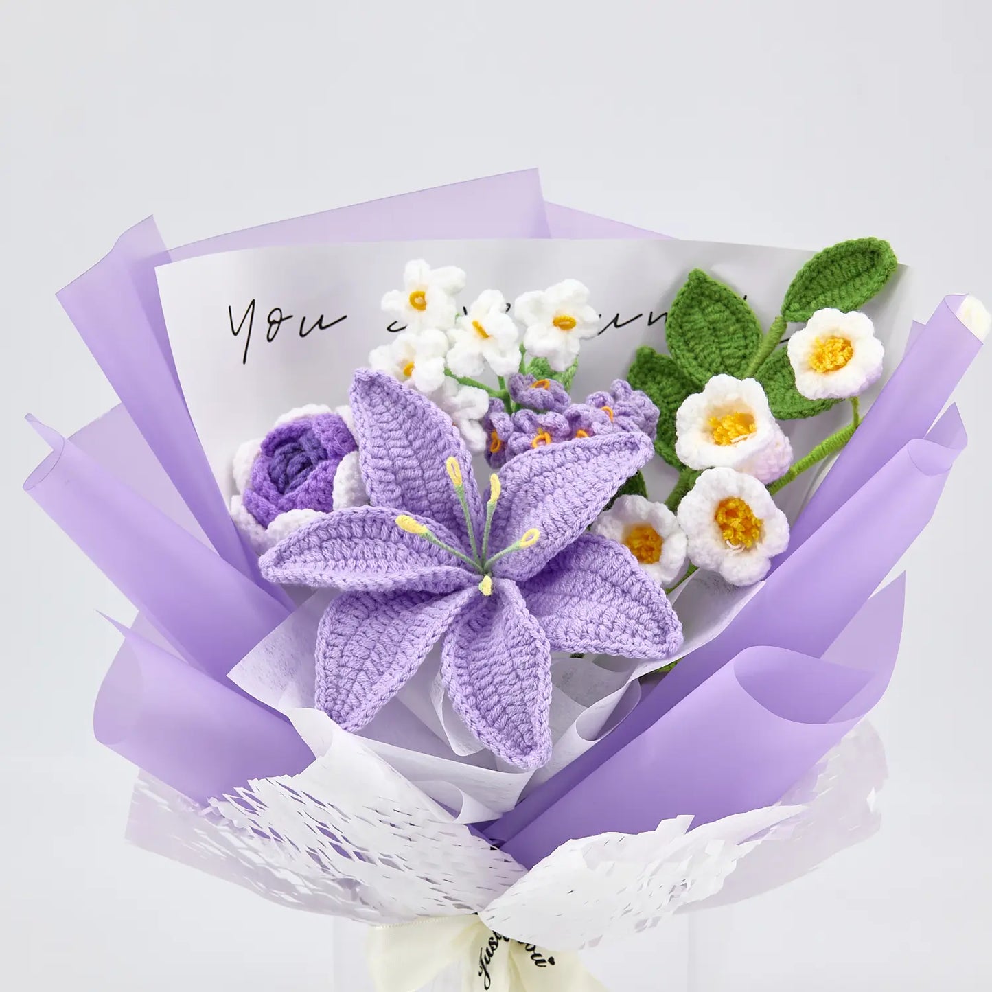 Crochet Purple Lily Rose Bouquet