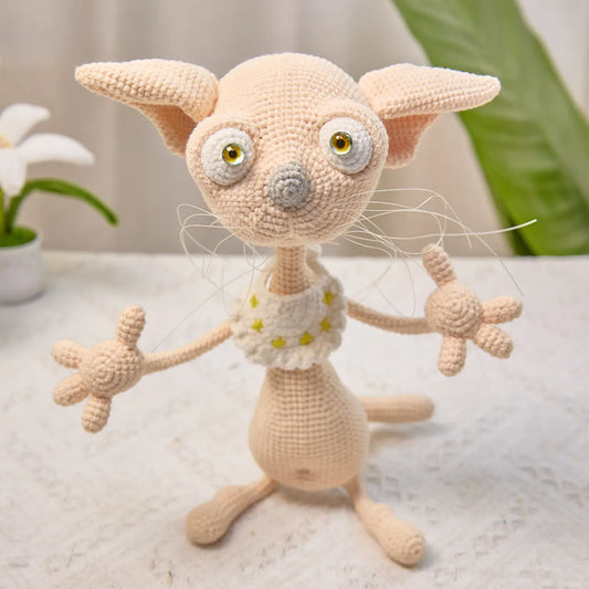 Handmade Poseable Wired Skeleton Sphynx Cat Doll