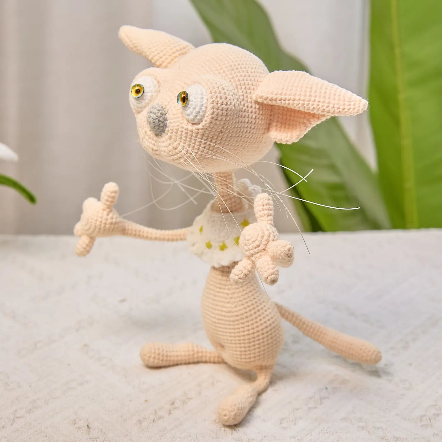 Handmade Poseable Wired Skeleton Sphynx Cat Doll