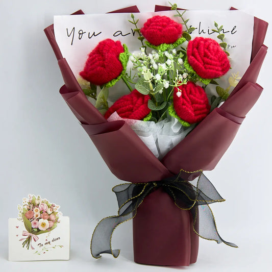 Crochet Pure Red Rose Bouquet