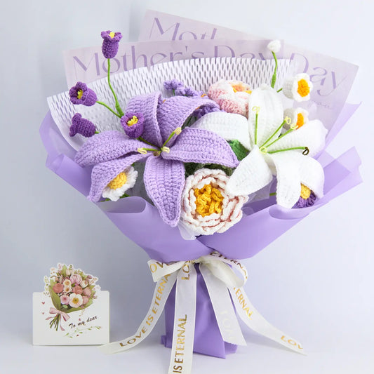 Crochet Lily & Peony Bouquet for Mother's Day
