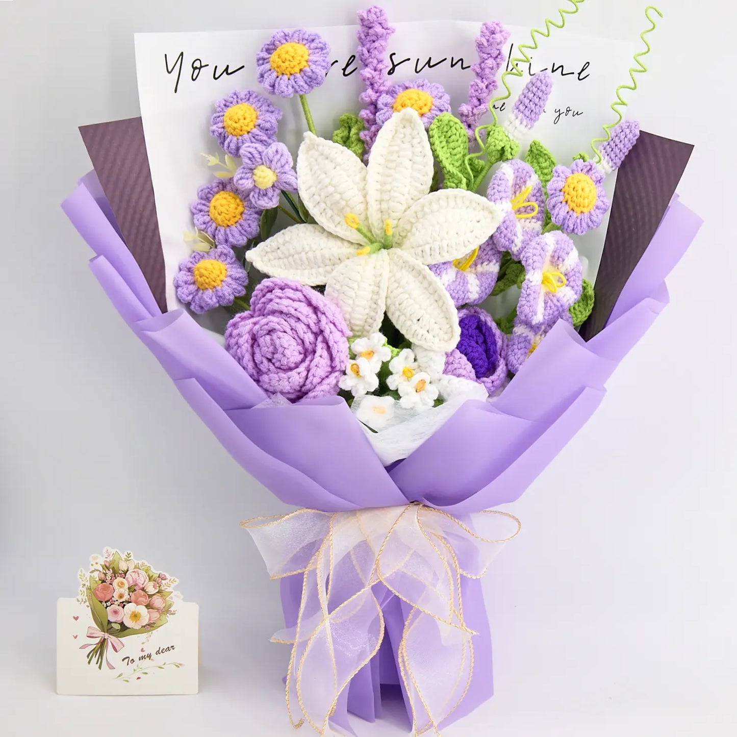 Crochet Lily Morning Glory Aster Rose Bouquet