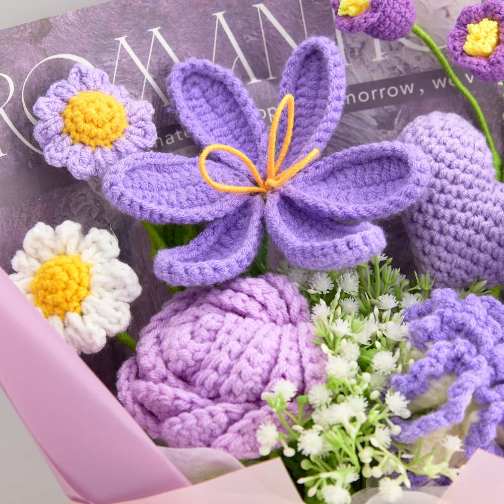 Crochet Tulip Rose Carnation Daisy Bouquet