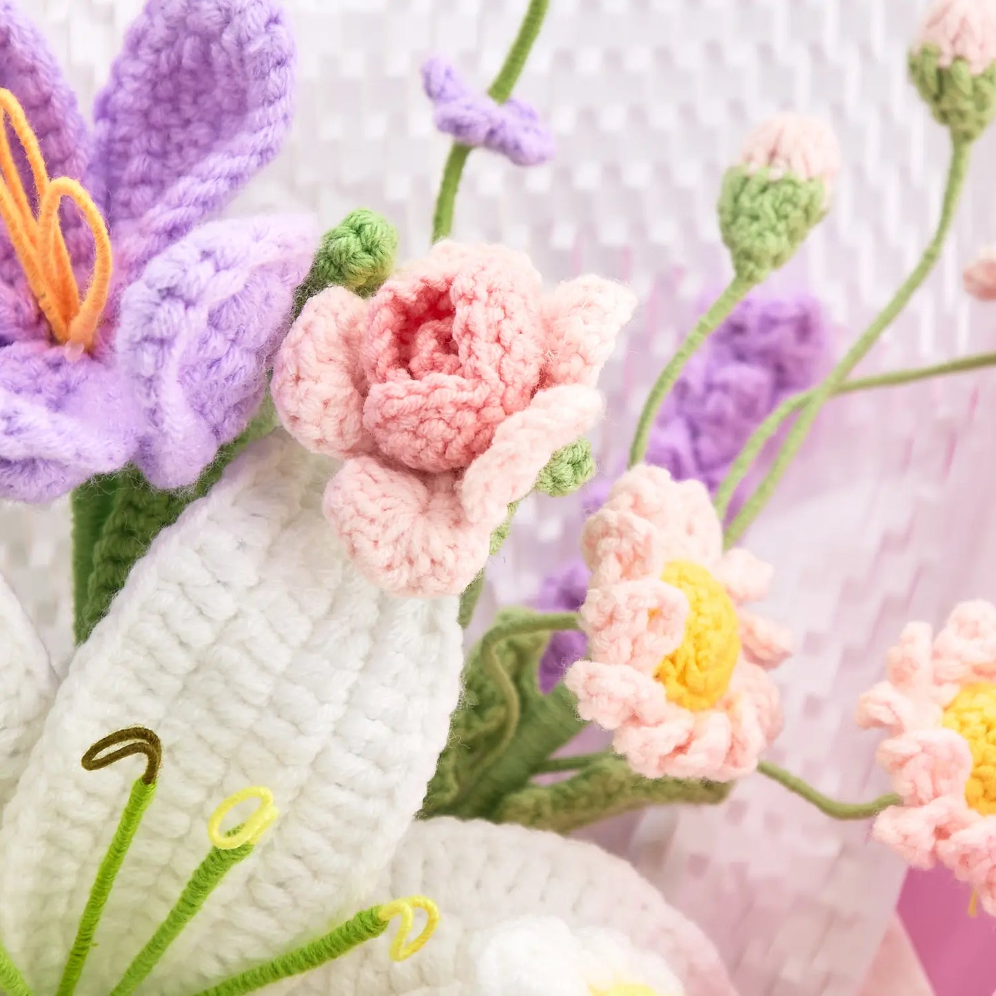 Crochet Lily Rose Tulip Daisy Bouquet