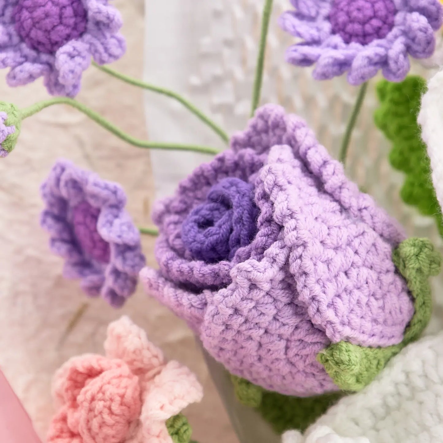 Crochet Lily Rose Tulip Daisy Bouquet