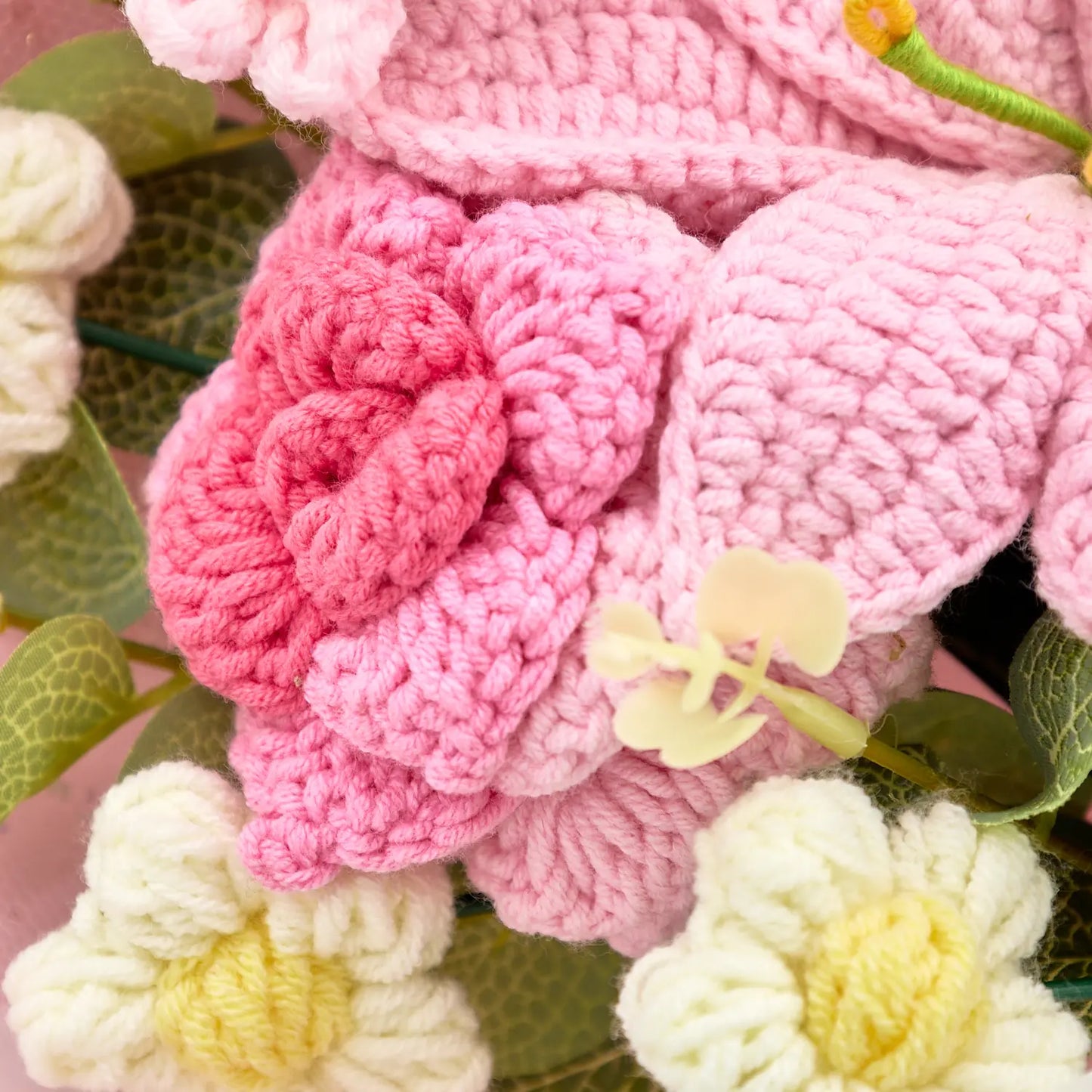 Crochet Pink Lily & Rose Bouquet