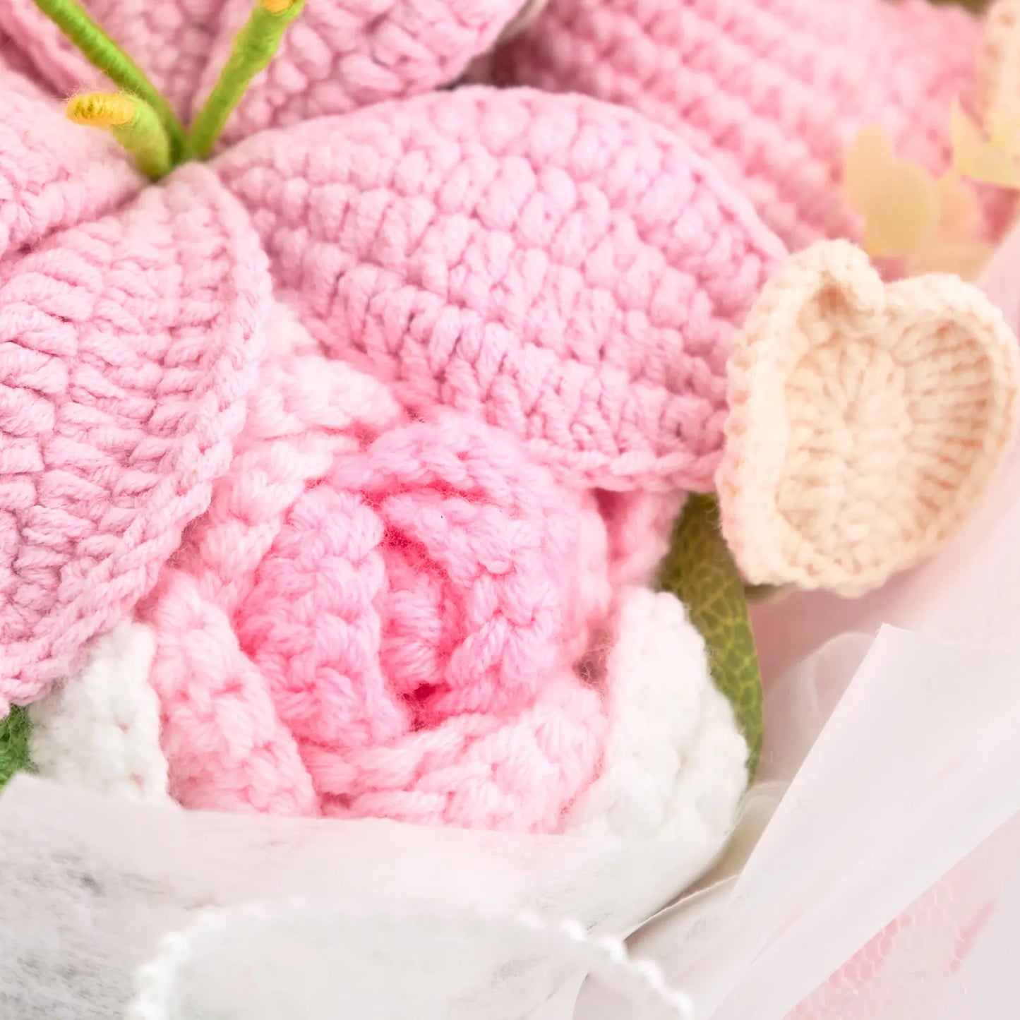 Crochet Pink Lily & Rose Bouquet
