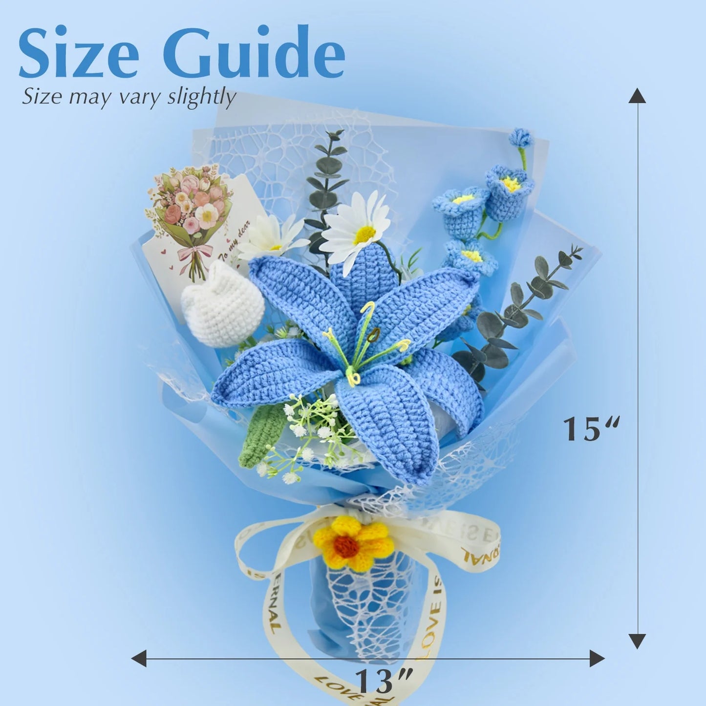 Crochet Big Lily Flower Bouquet-Blue