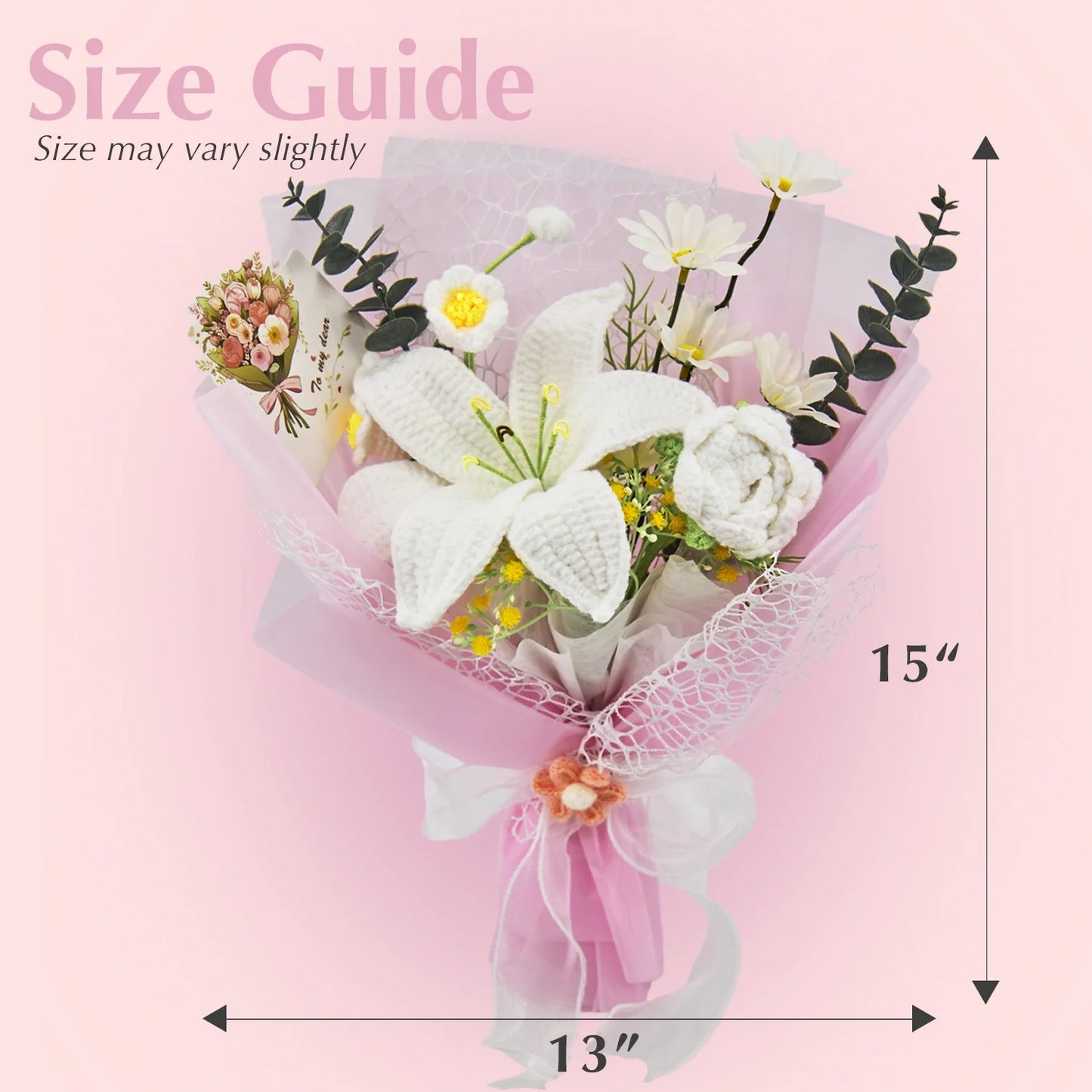 Crochet Big Lily Flower Bouquet-Pink