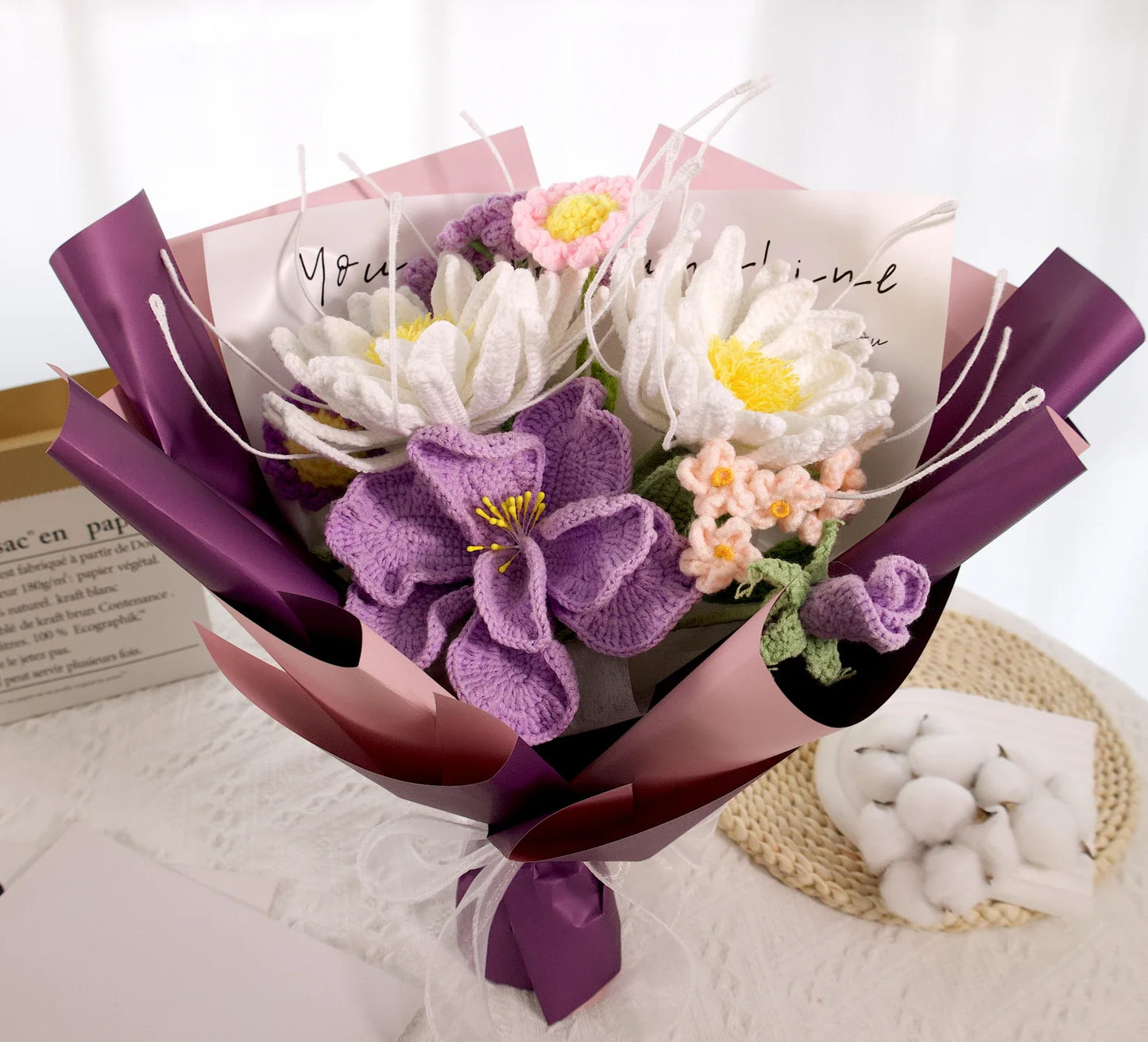 Crochet Night of the Queen Eustoma Flower Bouquet