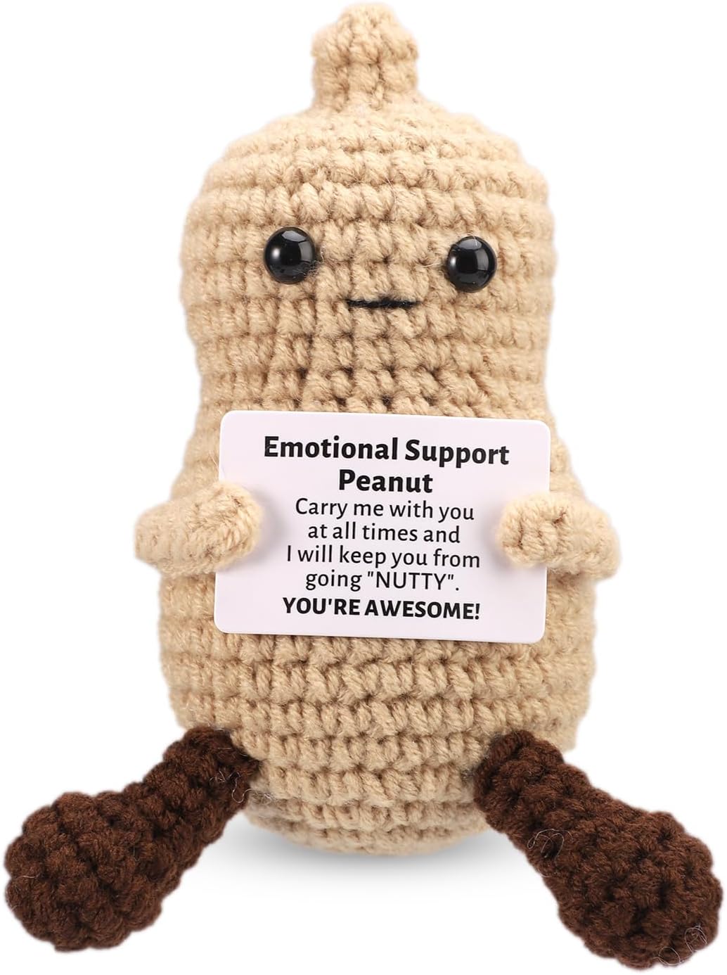 Mini Funny Knitted Wool Potato Toy with Positive Card - Creative Cute Crochet Doll Cheer Up Gift for Friends Parties Women Men Mothers Day Graduation Decoration and Encouragement