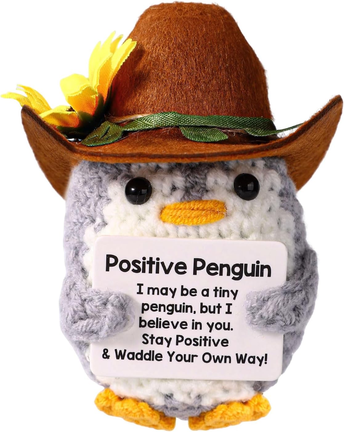 Mini Funny Knitted Wool Potato Toy with Positive Card - Creative Cute Crochet Doll Cheer Up Gift for Friends Parties Women Men Mothers Day Graduation Decoration and Encouragement
